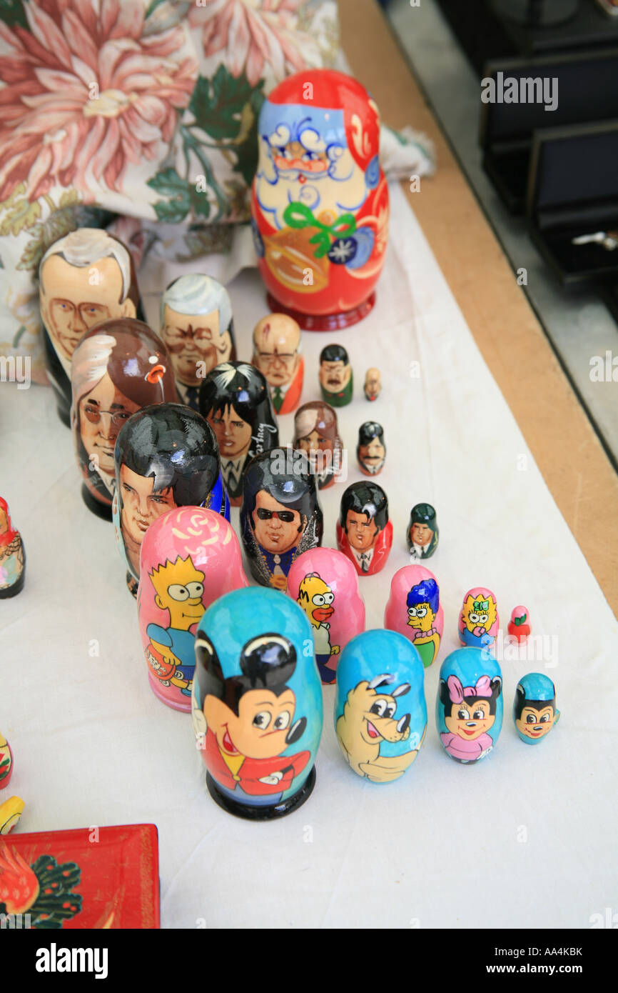 Russian dolls Wells market Somerset England UK Stock Photo