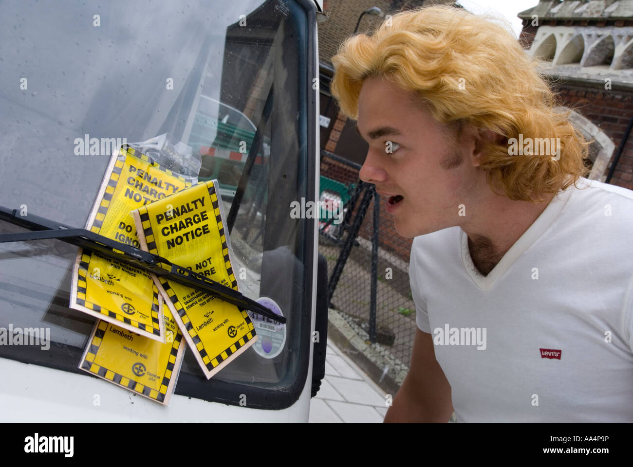 man parking tickets ginger Stock Photo