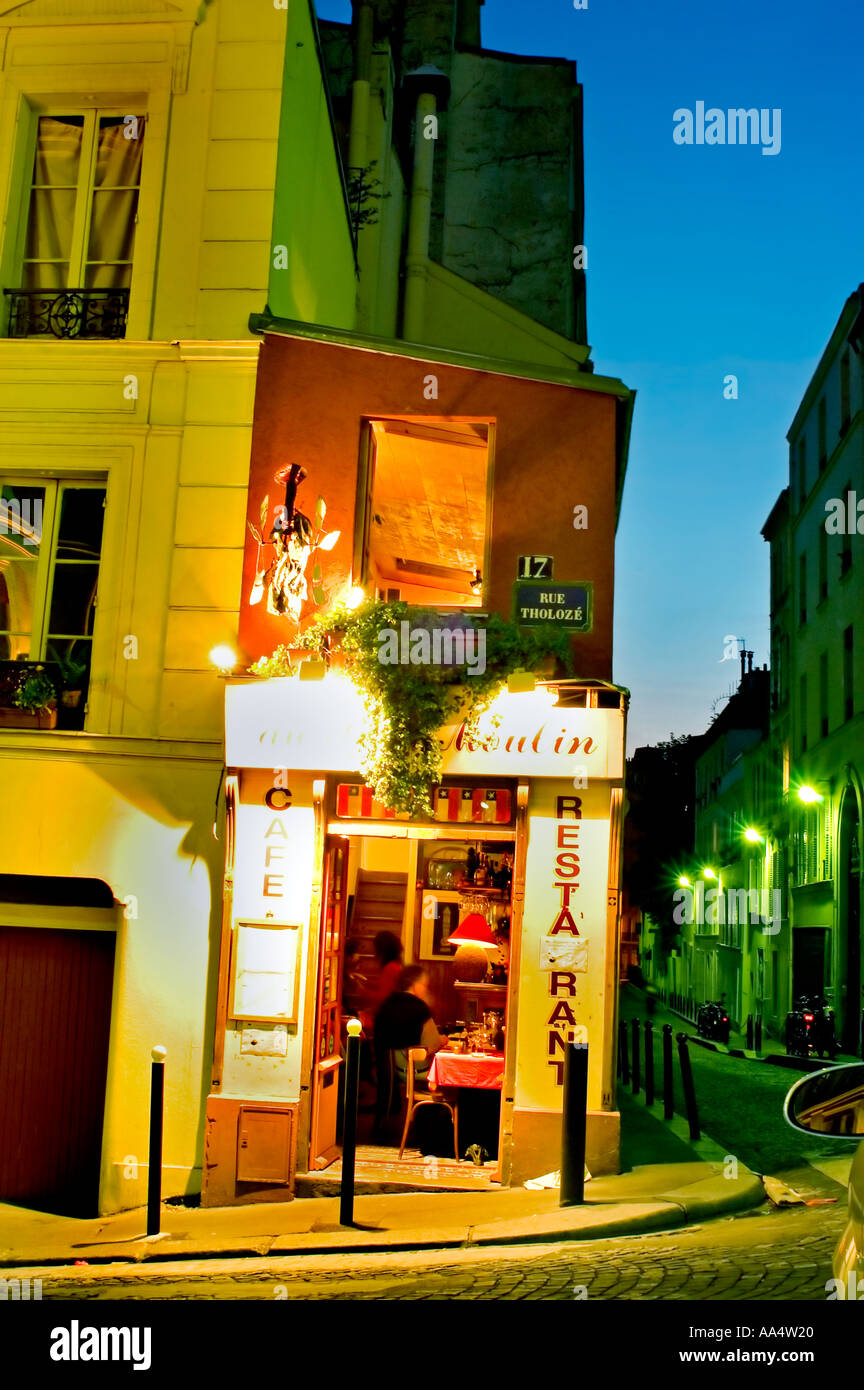Paris France ,Outside French Bistro Wine Bar, Restaurant in the