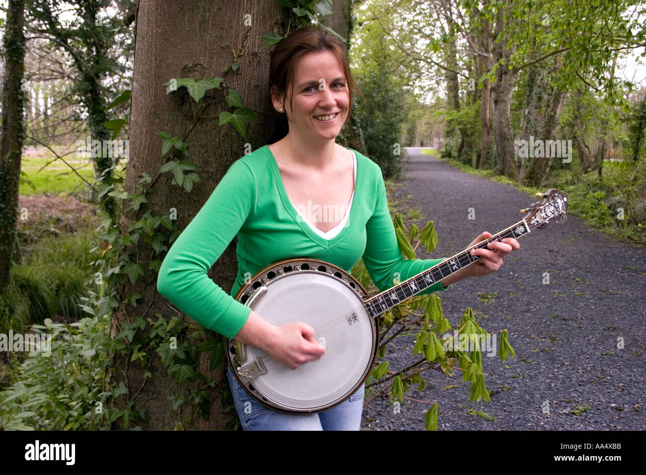 Irish tenor banjo player Limerick Ireland Stock Photo