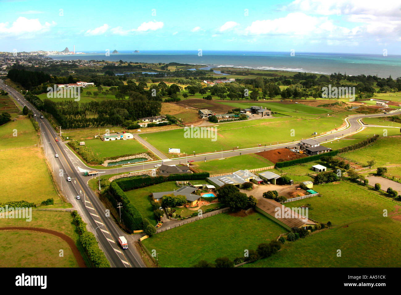 An aerial view of a  real estate development project north of New Plymouth in Taranaki New Zealand Stock Photo