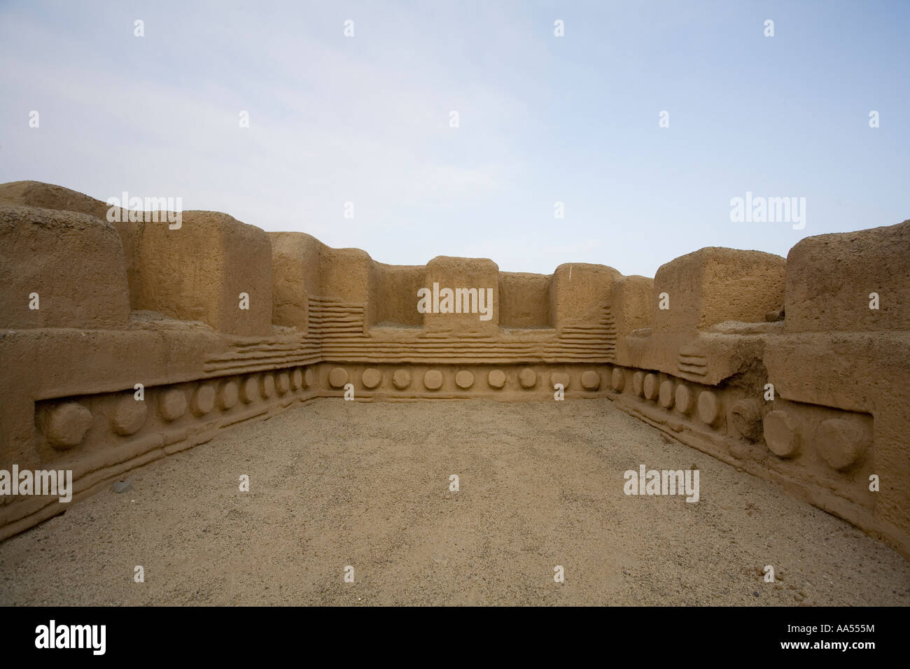 28 spots for the 28 days of the calendar month in the Chan Chan ruins,  Peru Stock Photo
