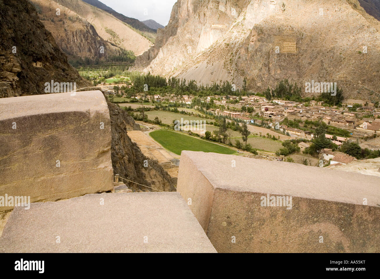 The ruins of Ollantytambo in the Sacred Valley in Peru Stock Photo