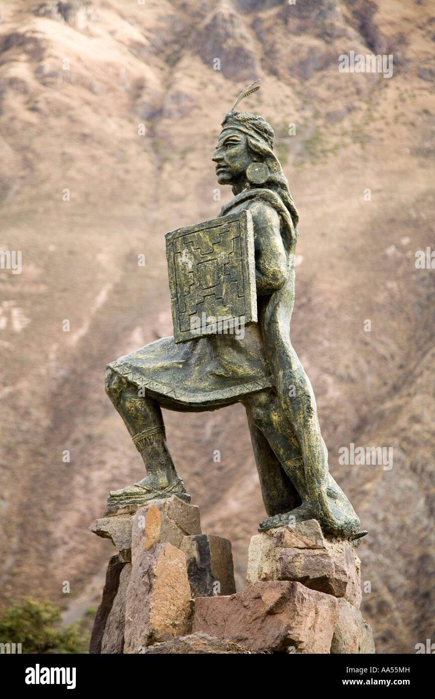 A statue of an Incan,  Ollantytambo,  Peru Stock Photo