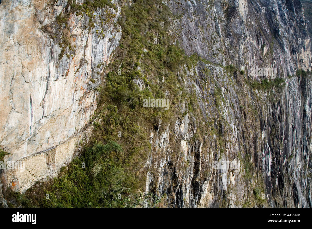The Inca bridge,  Macchu Pichu Stock Photo