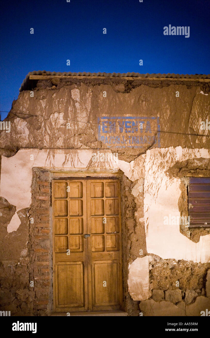 Wall and doorway at nighttime in Puno,  Peru Stock Photo