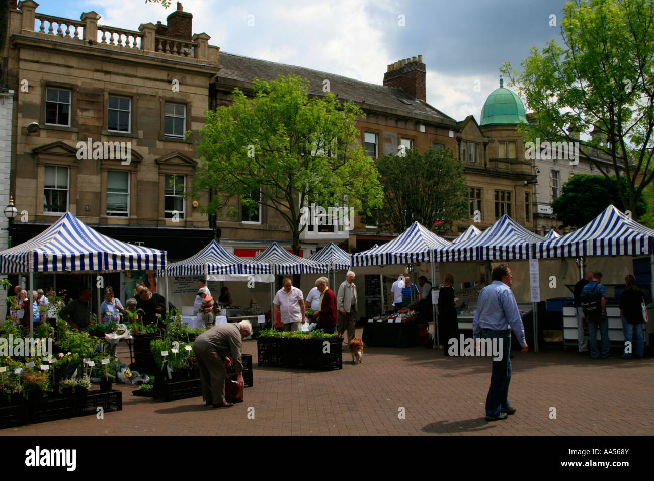 city of Carlisle town centre shopping farmers market Cumbria, in