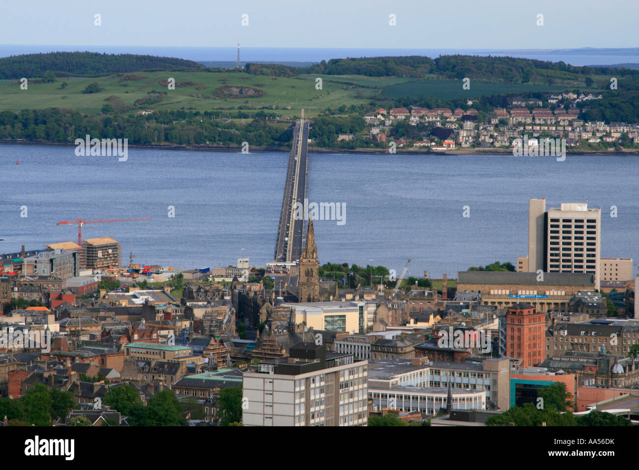 dundee city view river tay road bridge from dundee law hill summit