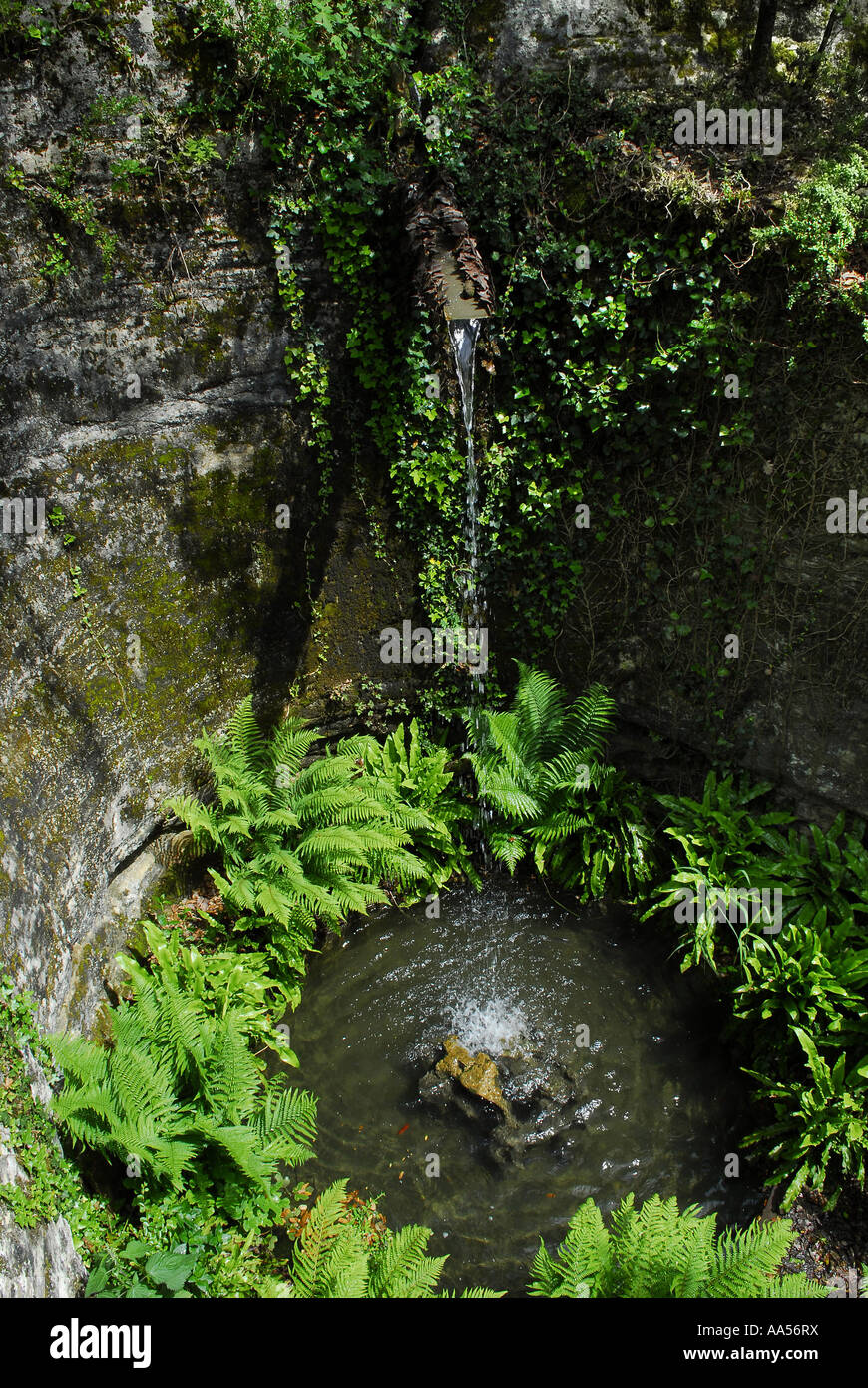 water feature in garden Stock Photo