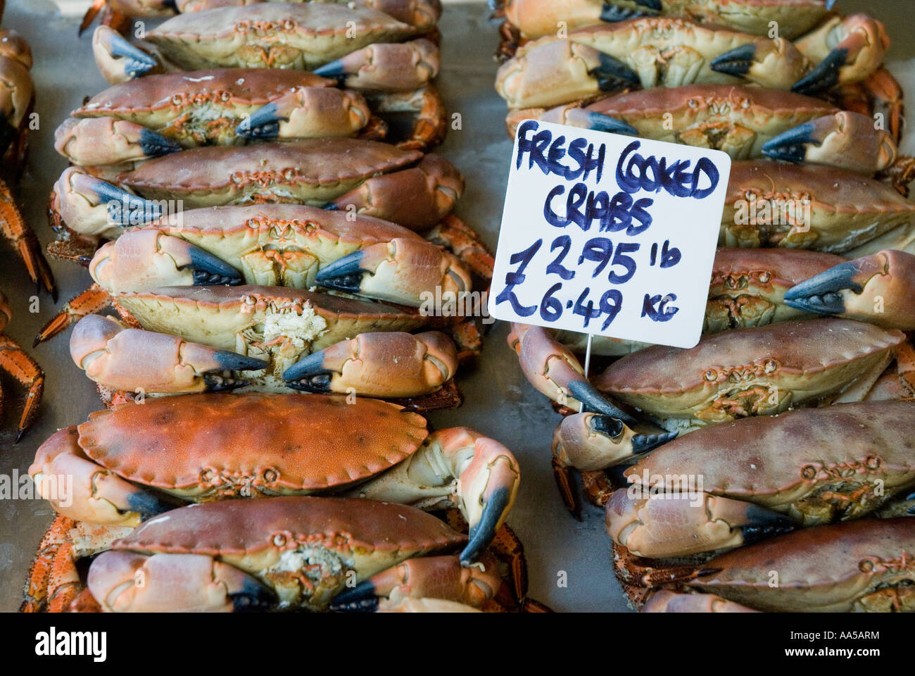 Fresh cooked local crabs Rock a Nore Fisheries fish shop Hastings Old