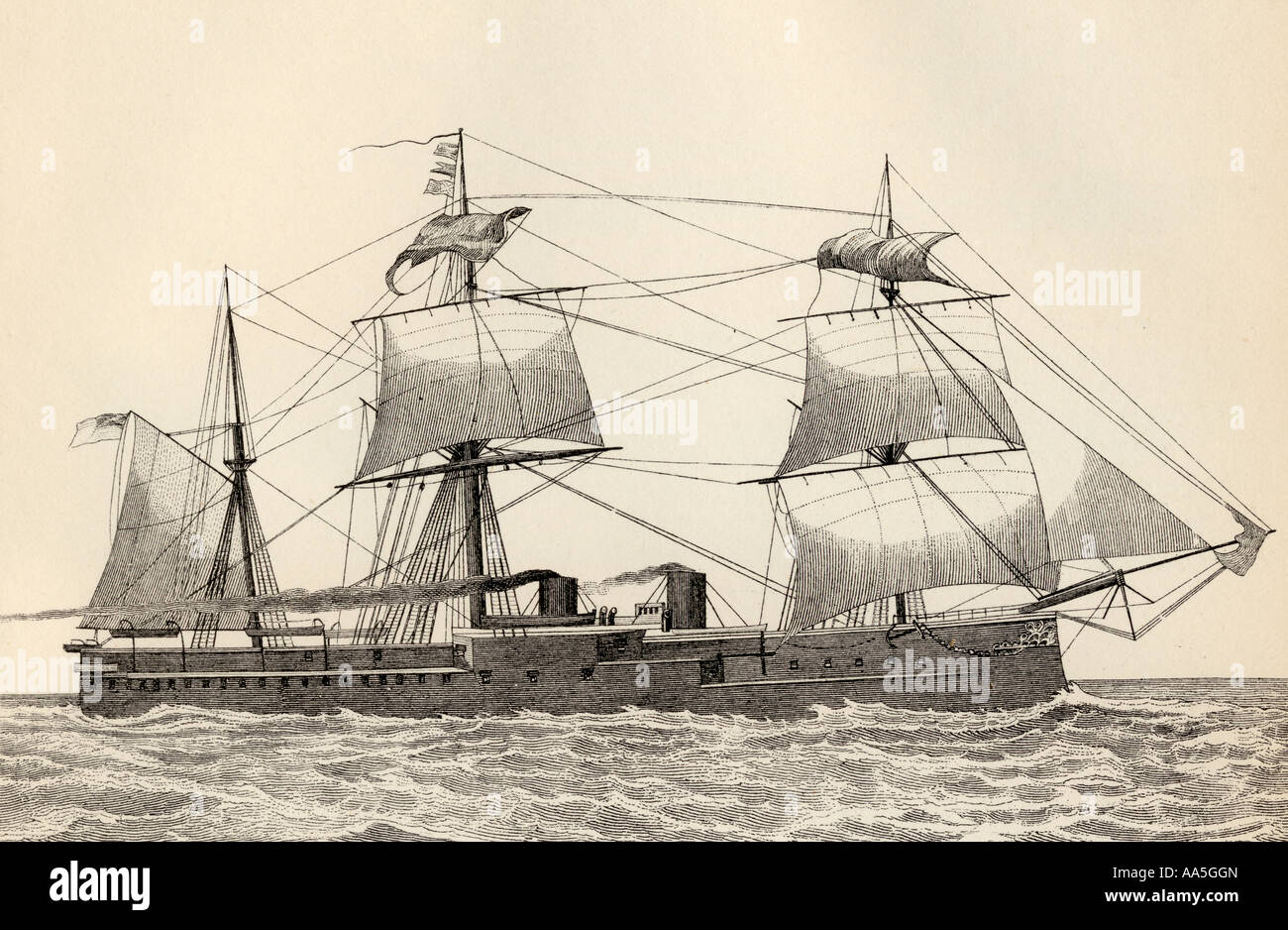 HMS Alexandra, 9490 tons twin screw British battleship, launched 1875. Stock Photo