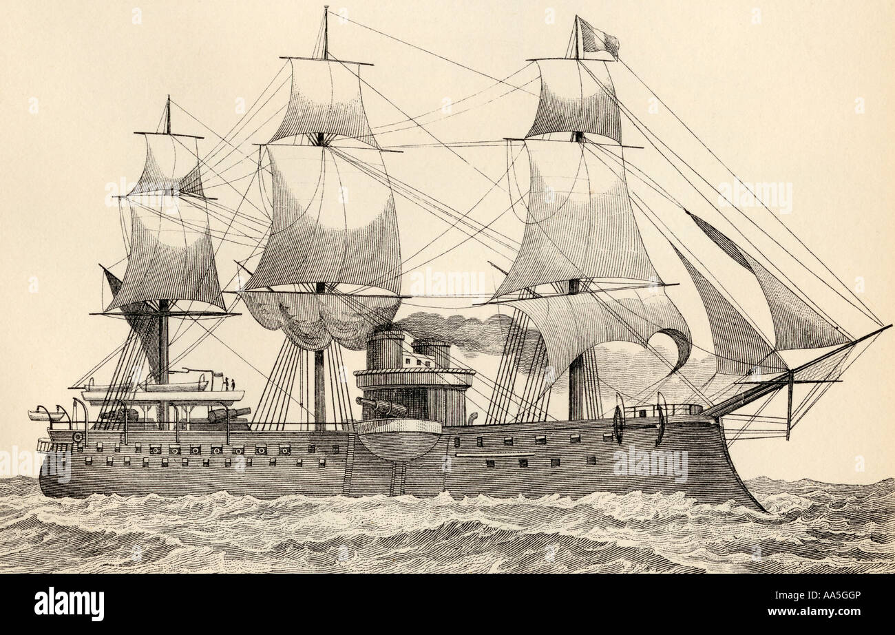 Amiral Duperre 11,100 ton battleship of the French navy launched in 1879. Stock Photo