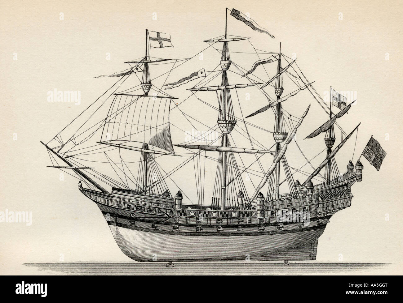 Henri Grace a Dieu or The Great Harry. English warship built 1514 Stock Photo