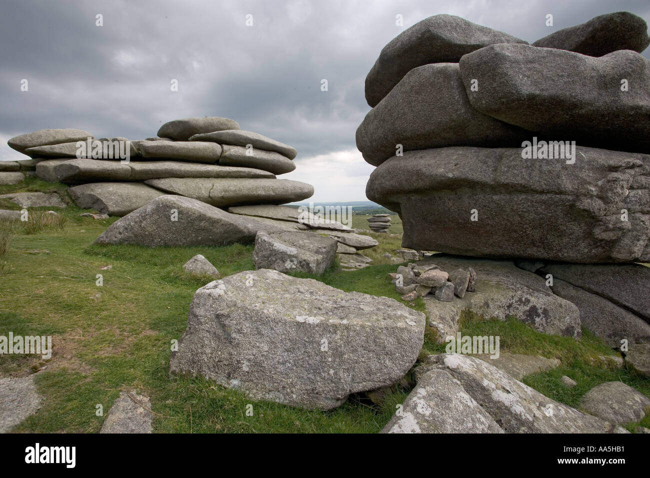The Cheese Rings a rock outcrop on Bodmin Moor Cornwall UK June Stock Photo