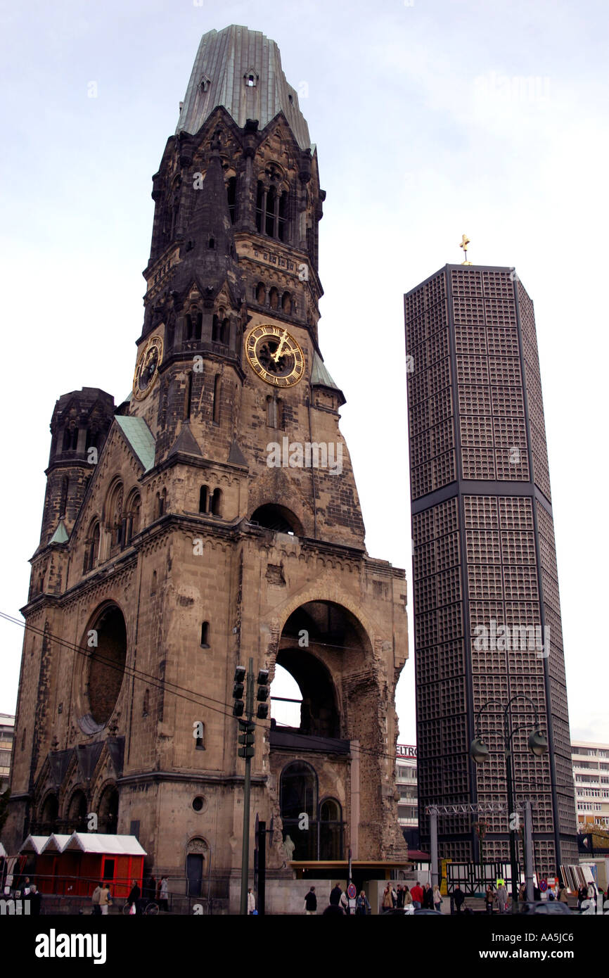 Germany Berlin Kaiser Wilhelm Memorial Church New Bell Tower Stock Photo