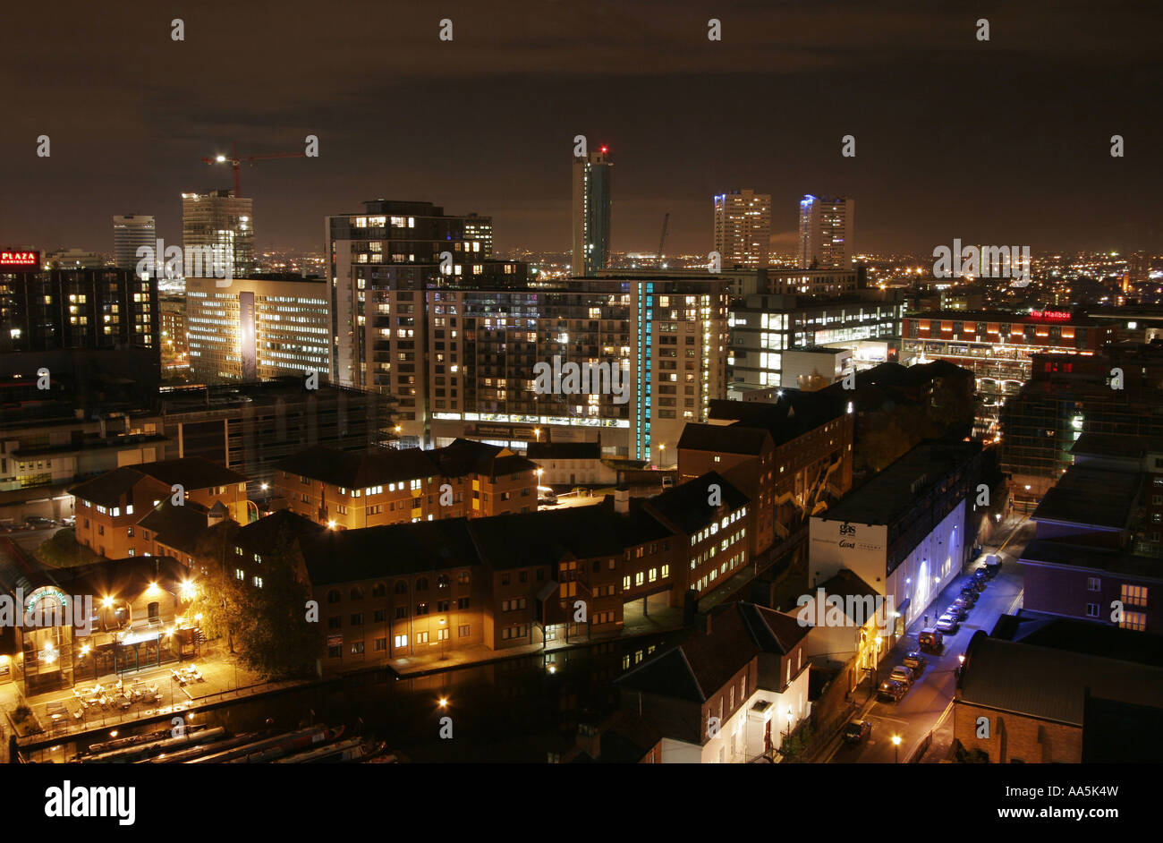 View from Quayside office building on Broad Street Birmingham UK