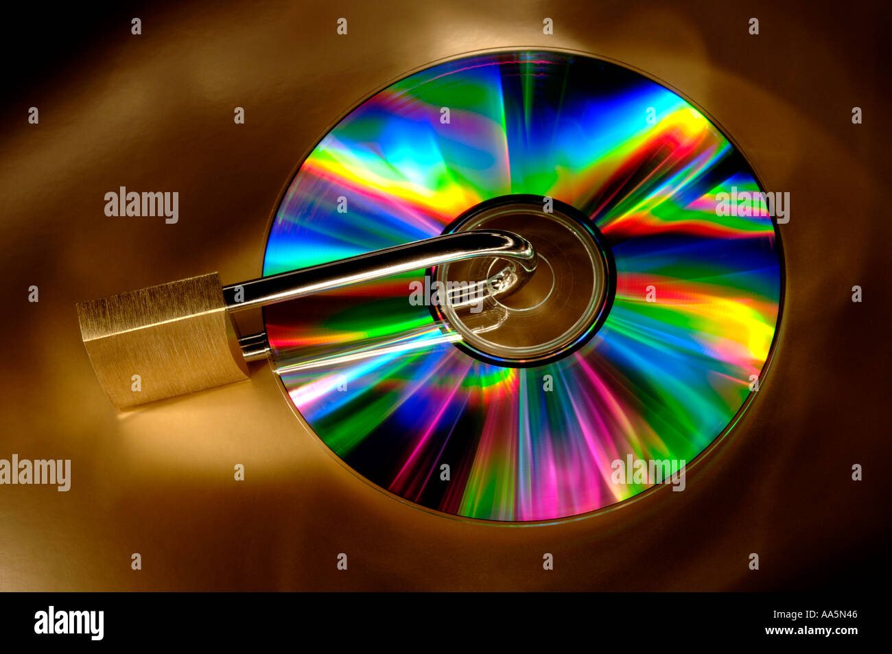 CD and padlock Stock Photo