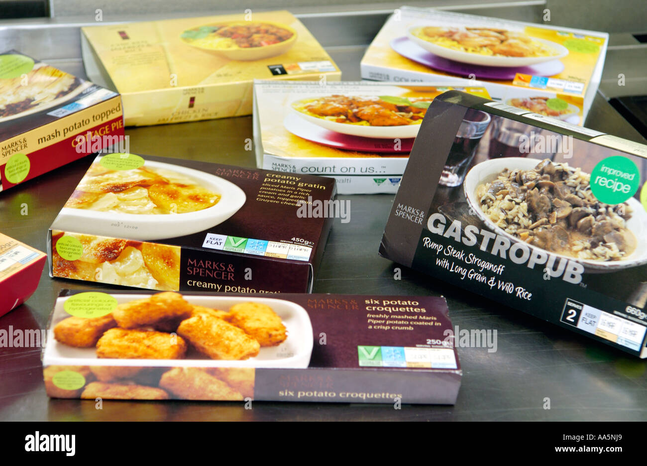 Selection of chilled ready meals produced at a company making them in Newport South Wales UK Stock Photo
