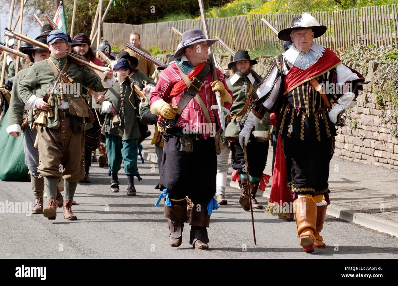 English civil war Sealed Knot Society march through Berkeley Gloucestershire England UK Stock Photo