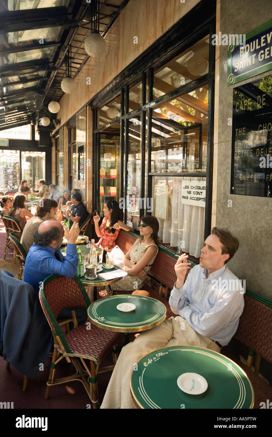 Paris, France. Cafe de Flore in St Germain des Pres Stock Photo