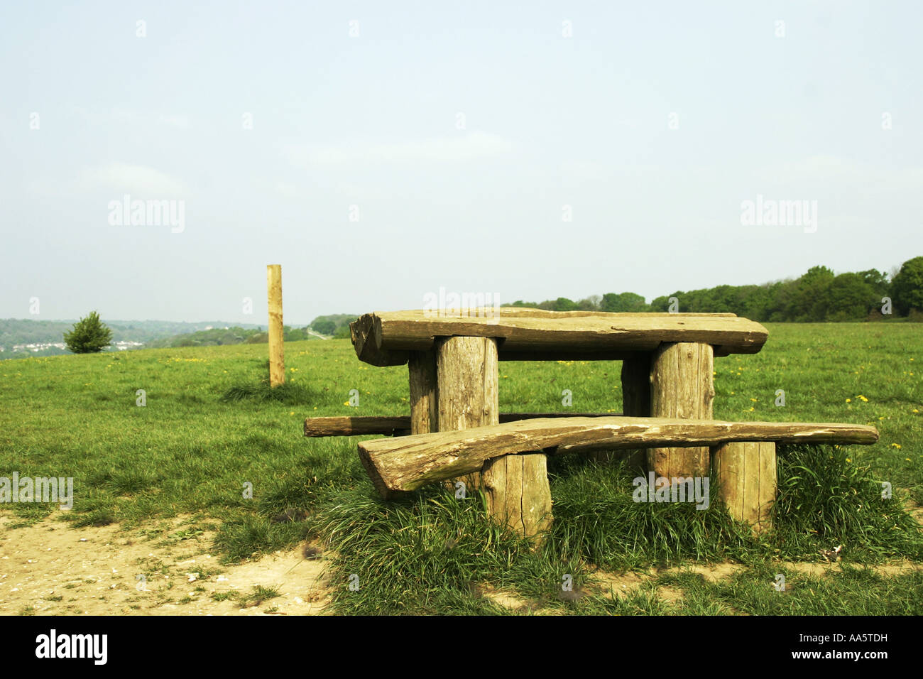 Picnic bench, Riddlesdown, England Stock Photo Alamy