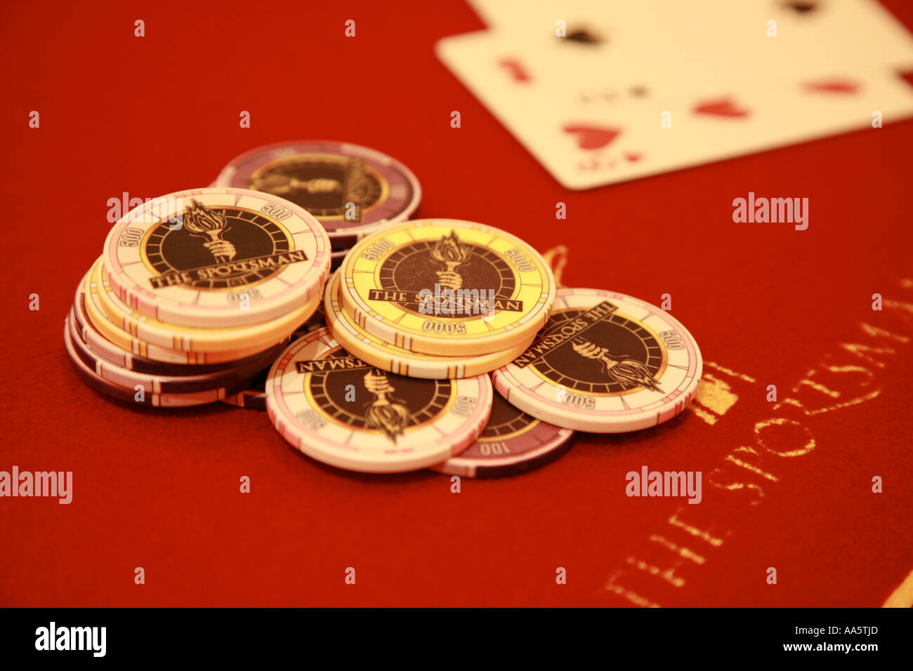 Poker chips in the Sportsman Casino in London Stock Photo