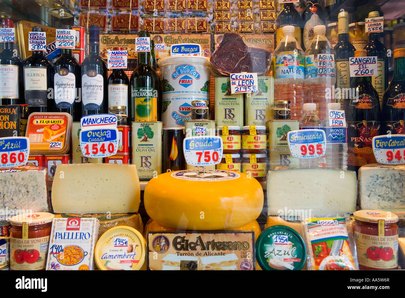 Cheeses Shop Front, Madrid, Spain Stock Photo