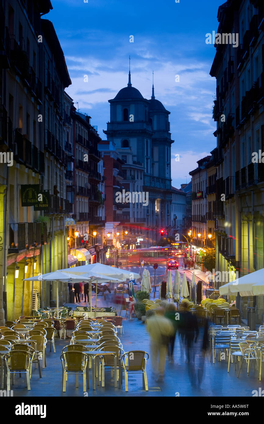 View of Catedral de San Isidro from pavement Cafe, Madrid, Spain Stock Photo