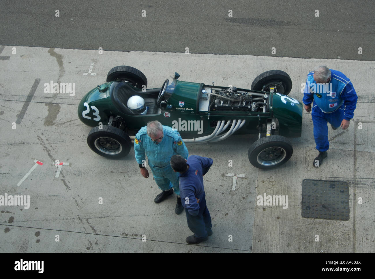 Cooper formula 1 car, off in the pit lane at Silverstone Stock