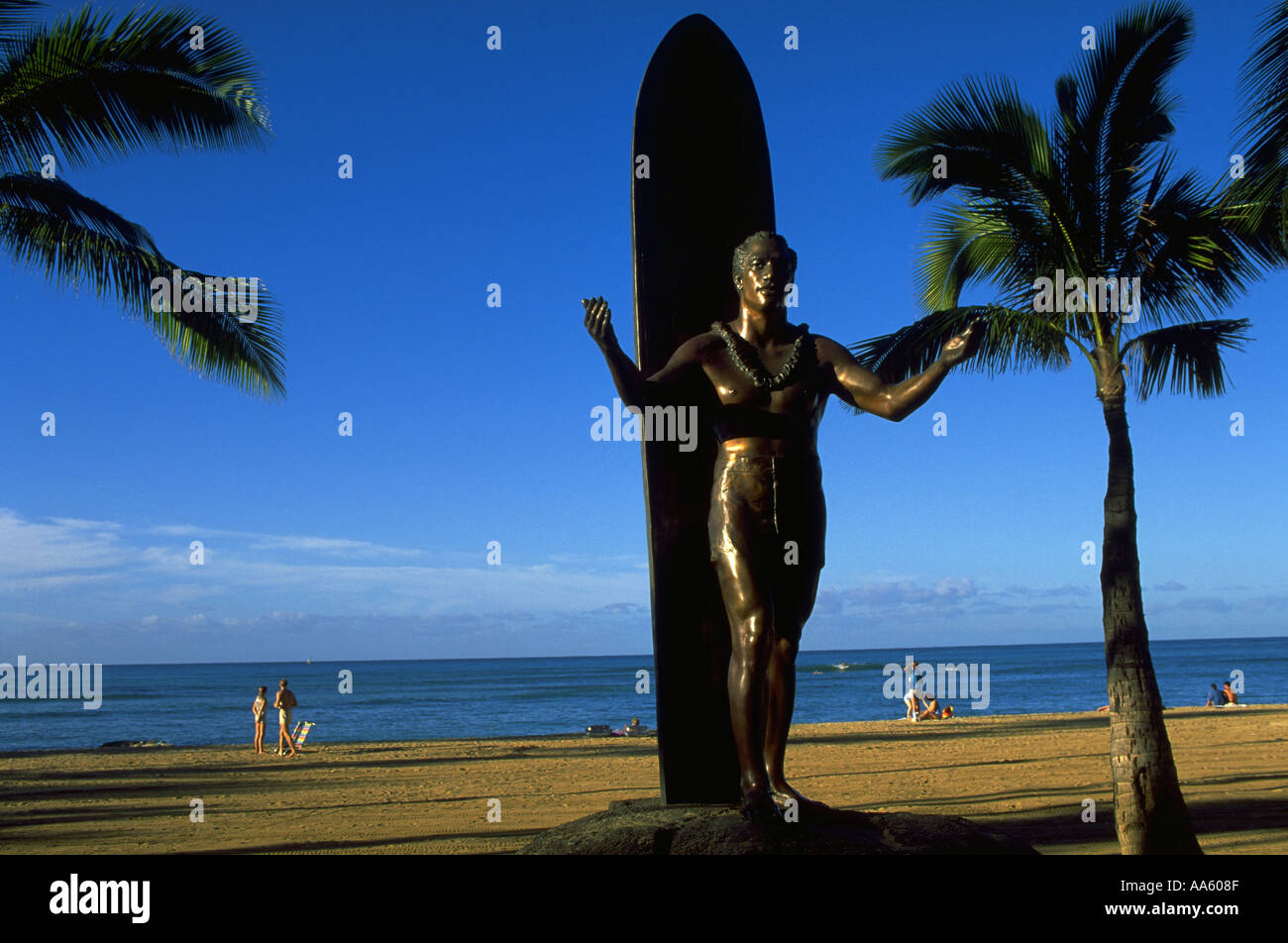 Duke Kahanamoku Statue Waikiki Oahu Hawaii USA Stock Photo
