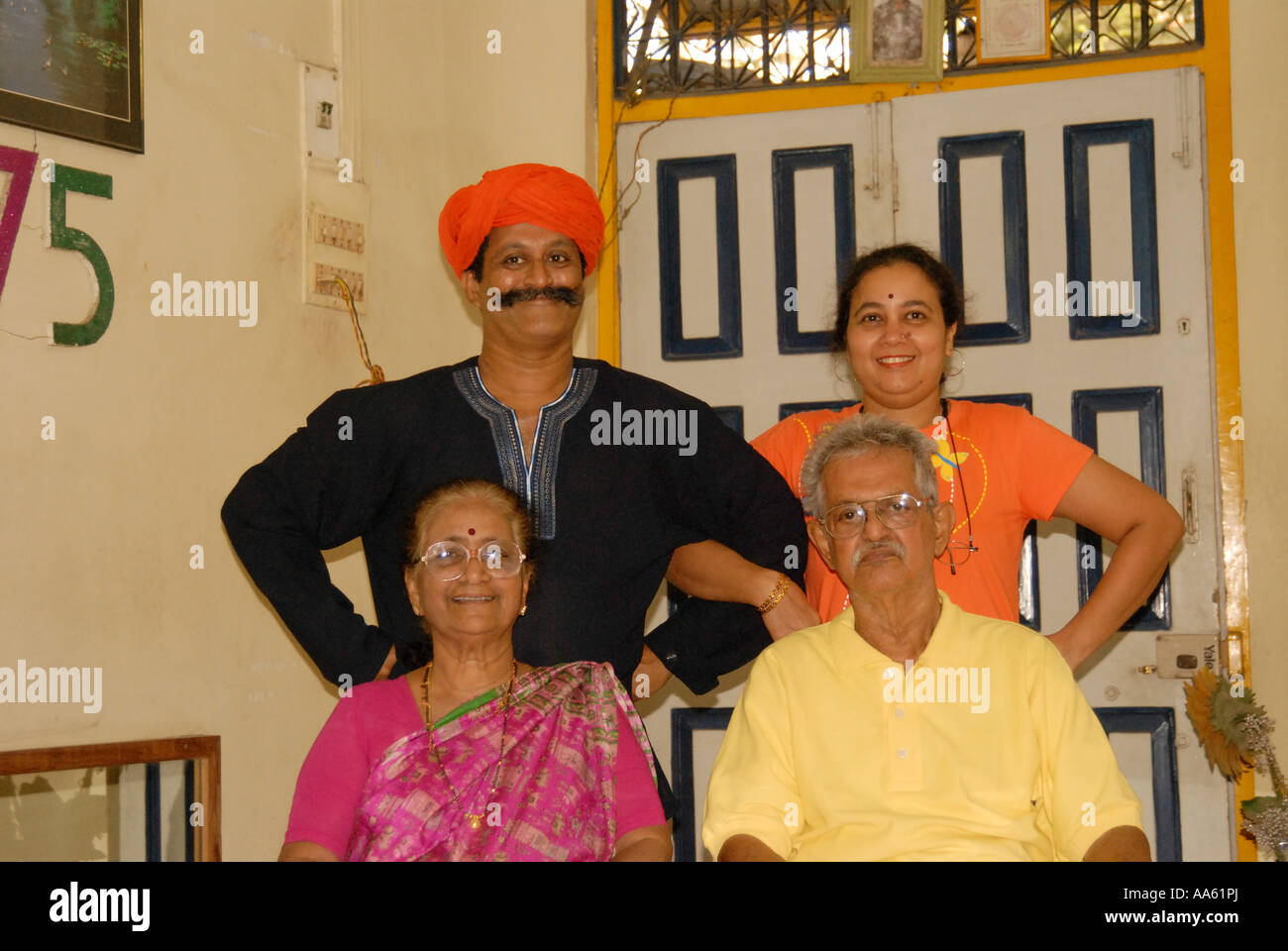 Indian family father mother son daughter - Model Released Stock Photo