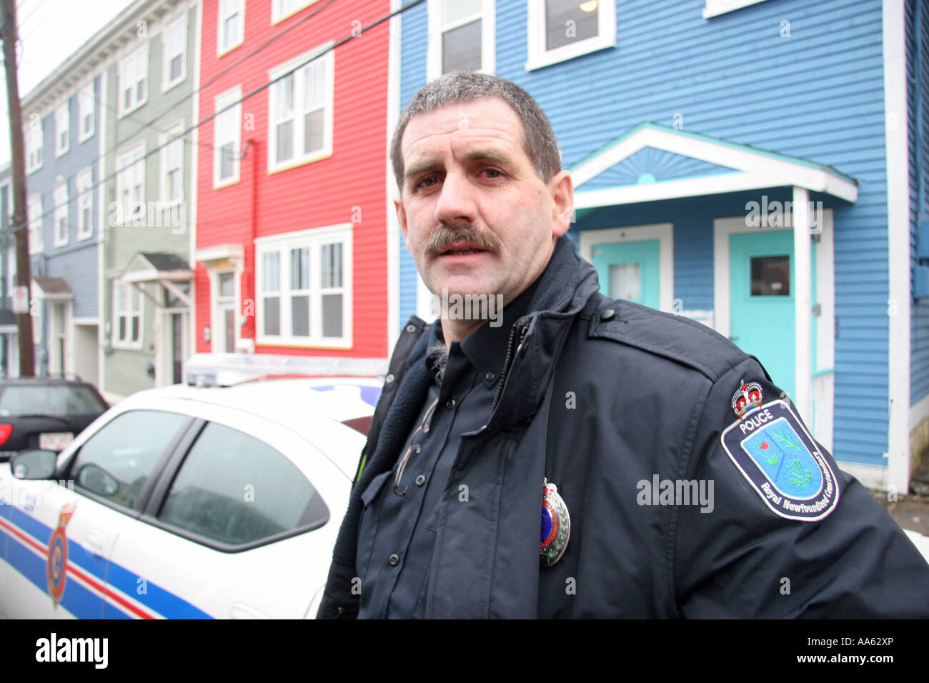 Royal Newfoundland Constabulary constable in downtown St John s Stock