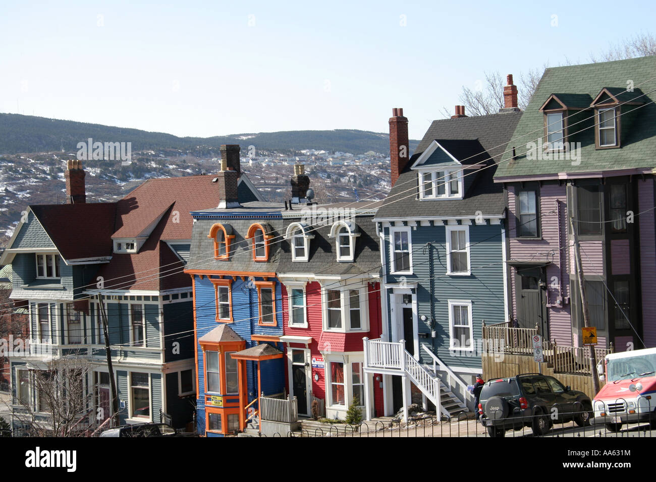 Old houses in downtown St John s Newfoundland Stock Photo Alamy