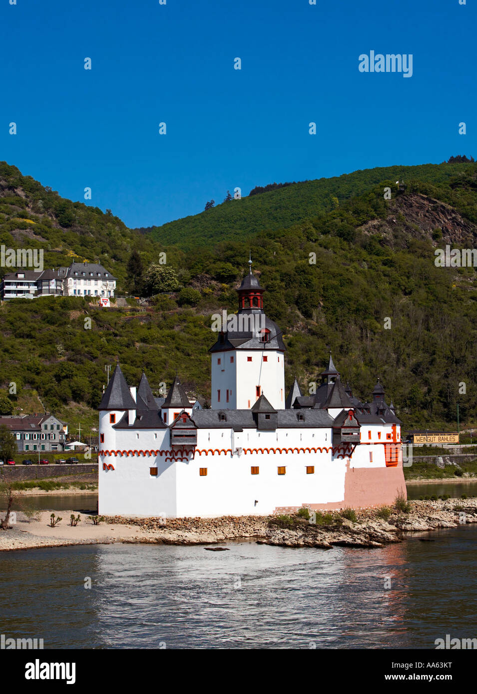 Castle Pfalz on the River Rhine, Germany, Europe Stock Photo