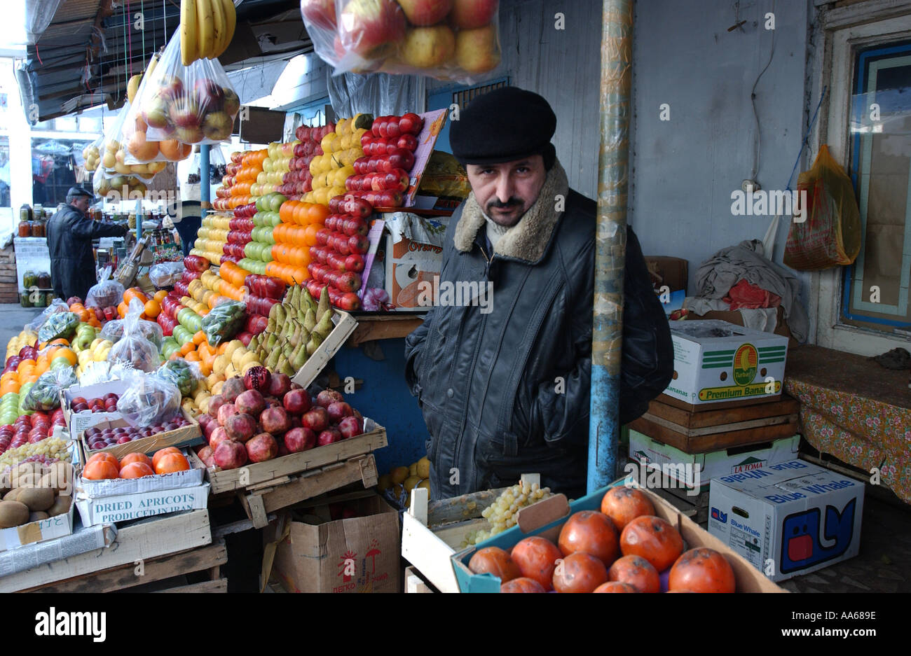 Baku Azerbaijan January 11 2003 Vendors sell their fruit and produce at