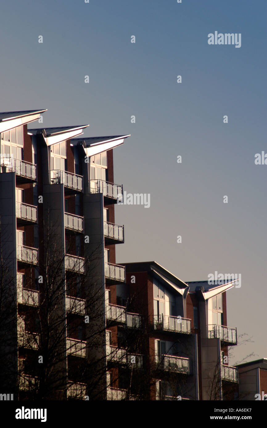 New apartments beside River Aire central Leeds Striking roofline and