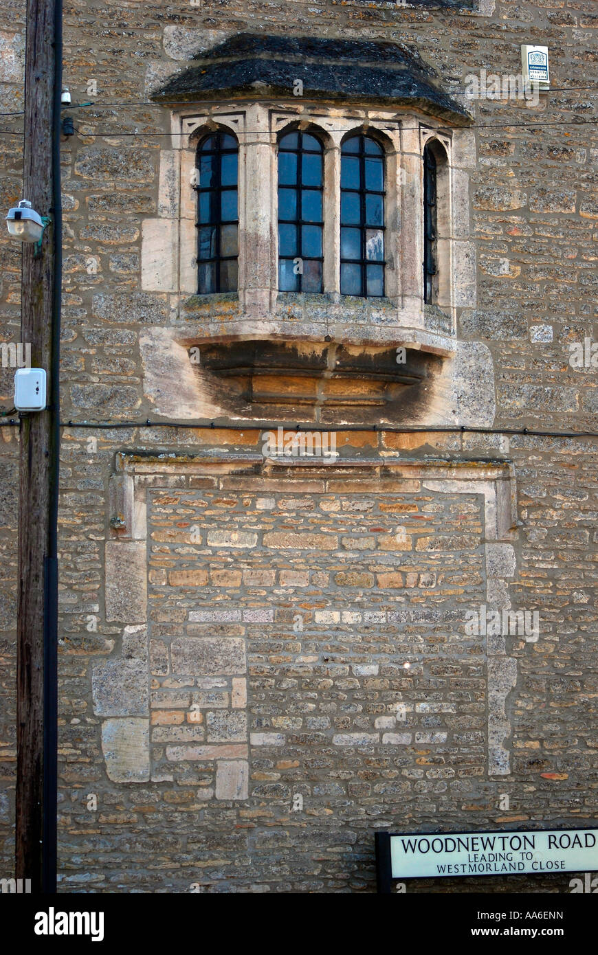 Bricked up window to avoid the window tax in Nassington , Northamptonshire Stock Photo