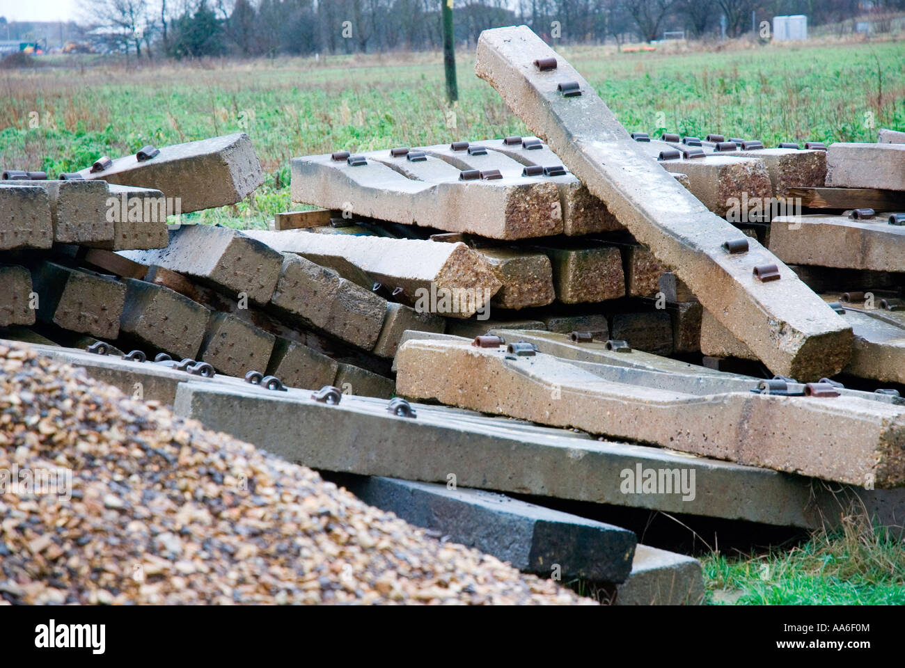 Concrete Railway Sleepers Stock Photo Alamy