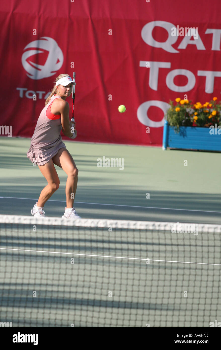Maria Kirilenko playing at the Qatar Total Open Doha 2006 Stock Photo