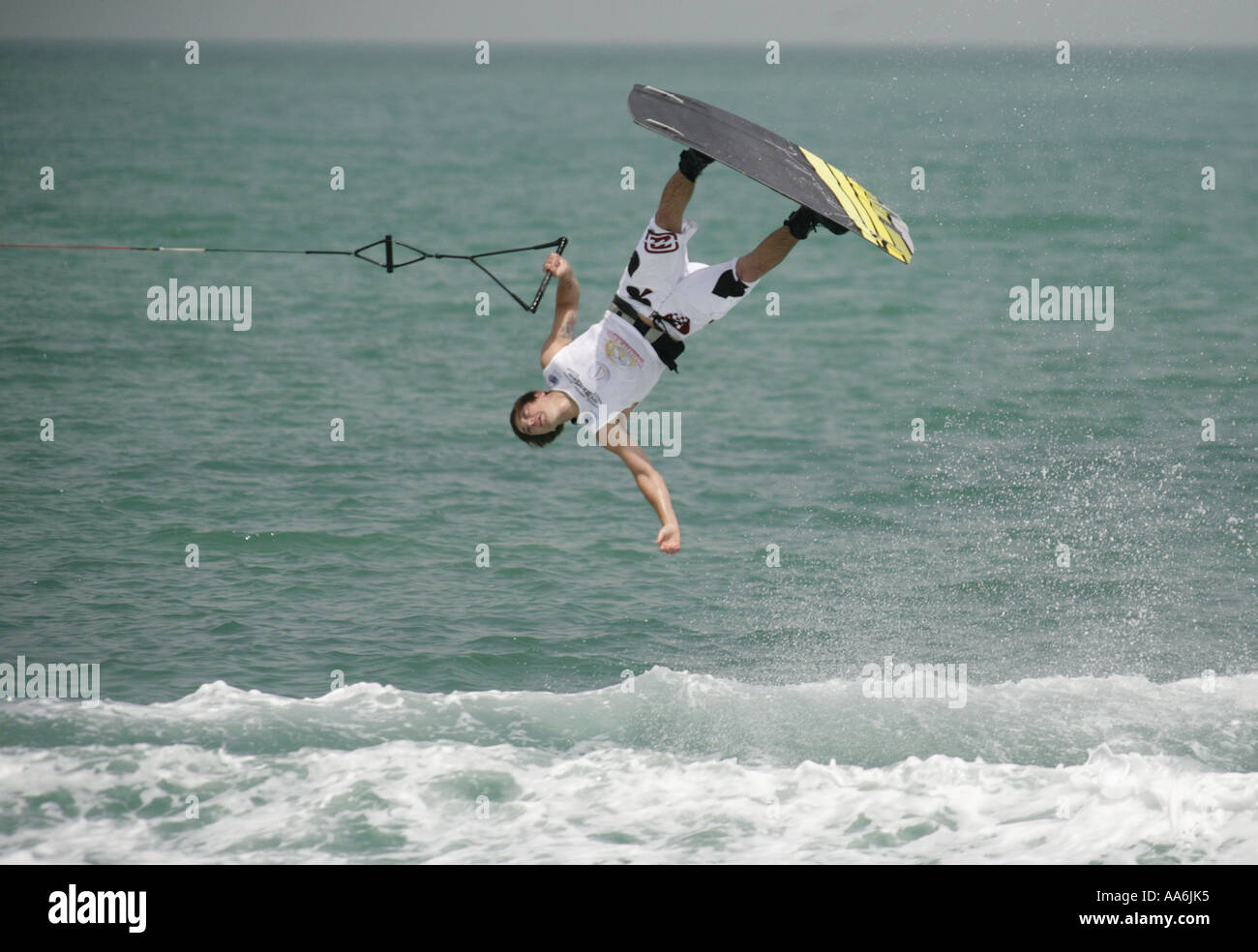 Chad Sharpe of Canada at the Wakeboard World Cup tournament in Doha