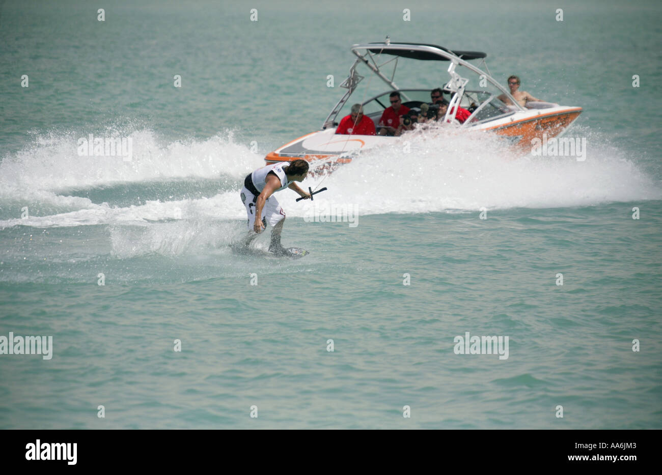 Chad Sharpe of Canada at the Wakeboard World Cup tournament in Doha