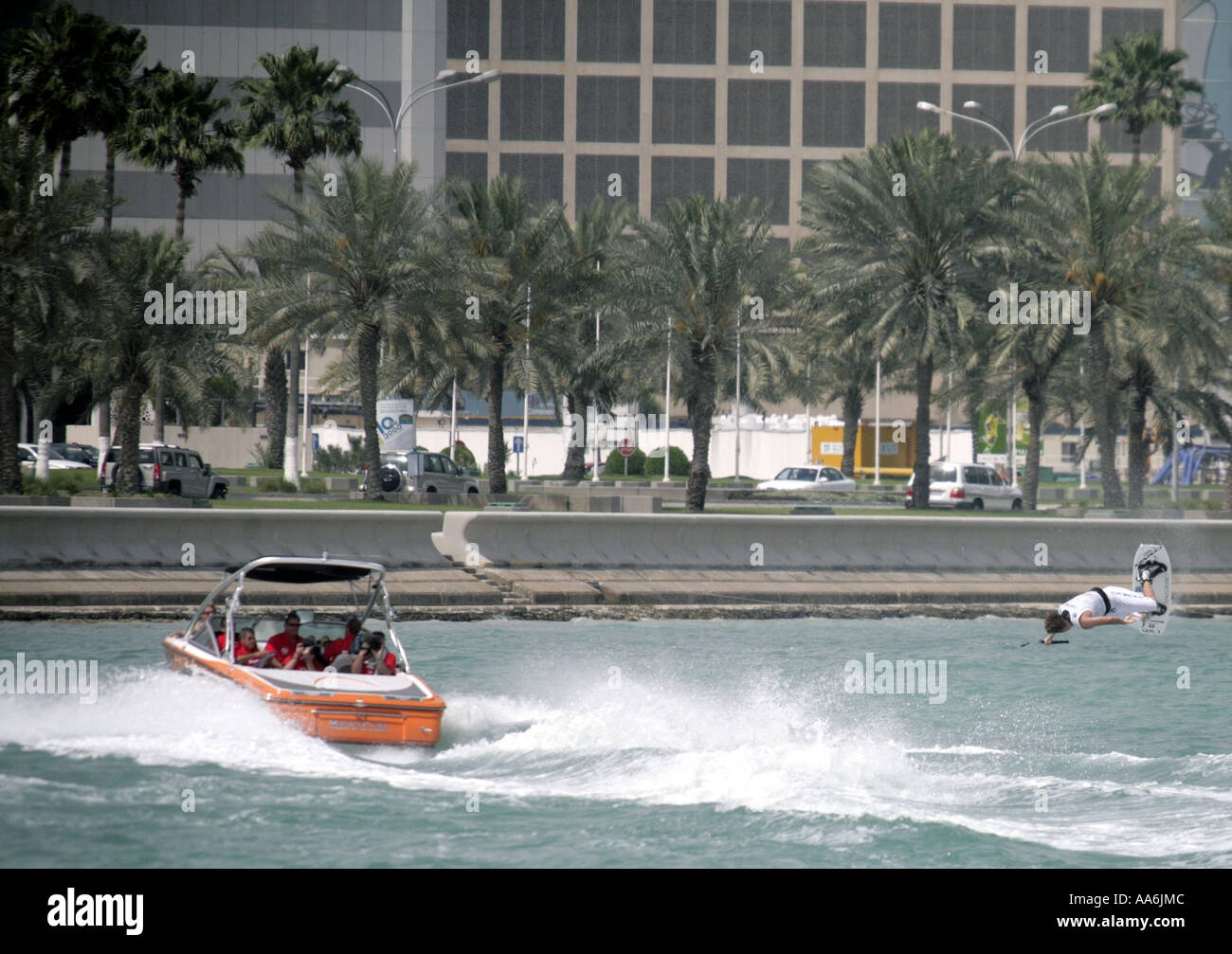 Andrew Adkinson of the USA at the Wakeboard World Cup tournament in