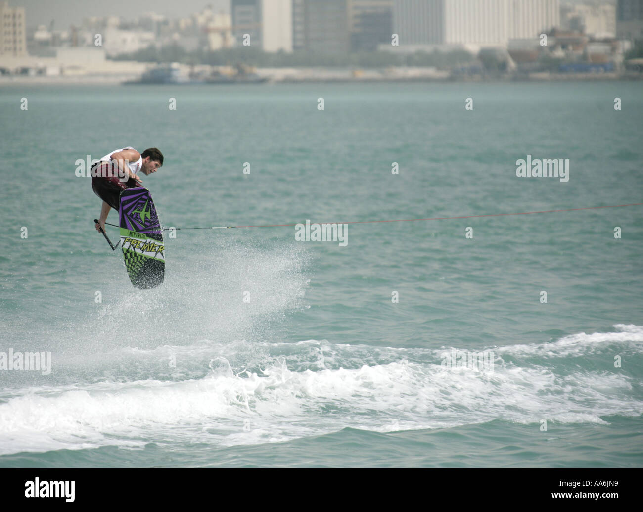 Danny Harf of the USA at the Wakeboard World Cup tournament in Doha