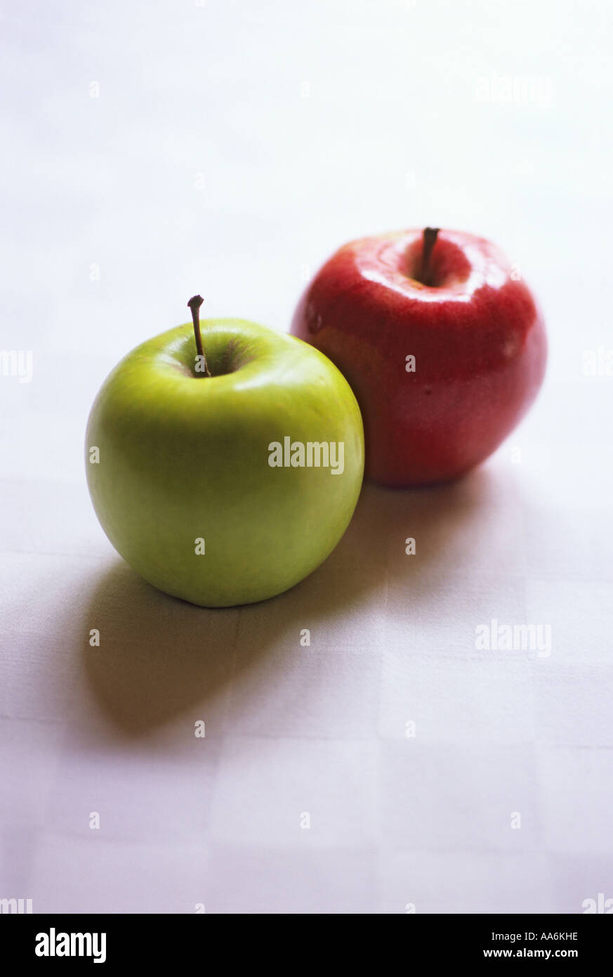 "Green apple and red apple, focus on green" Stock Photo