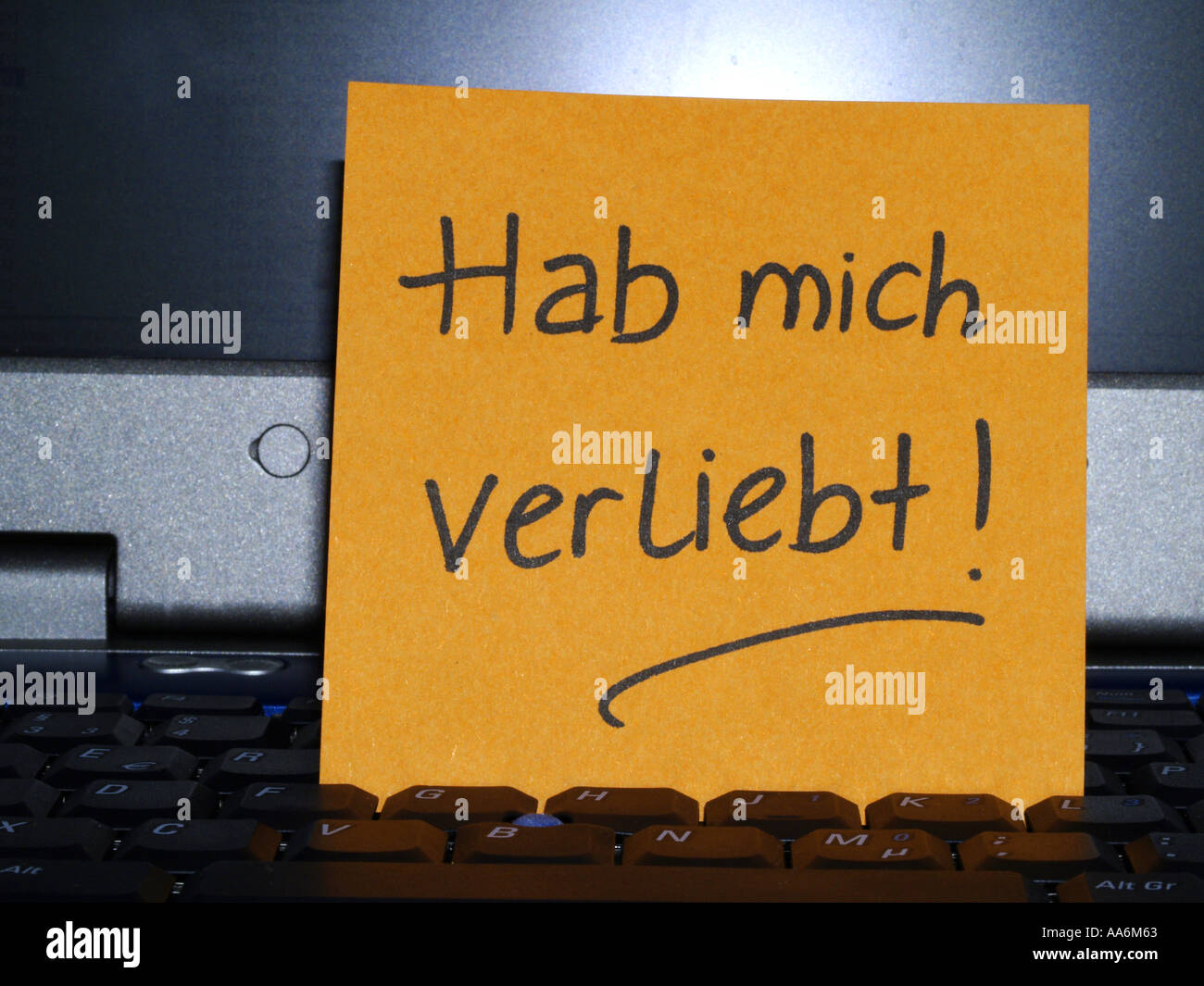 Memo Note On Notebook Hab Mich Verliebt Fell In Love Stock Photo Alamy