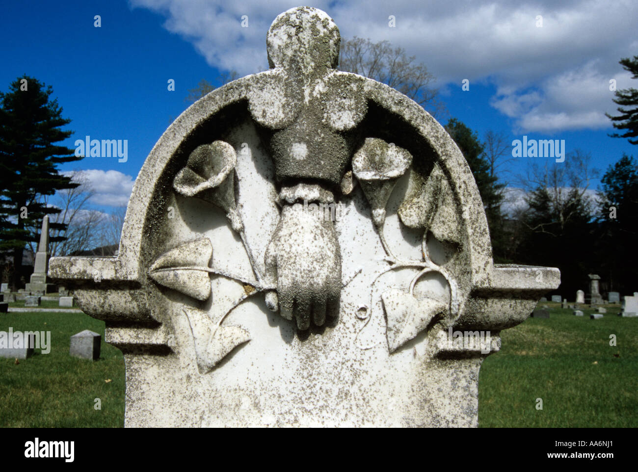 Old weathered headstones in an scenic New England graveyard Stock Photo ...