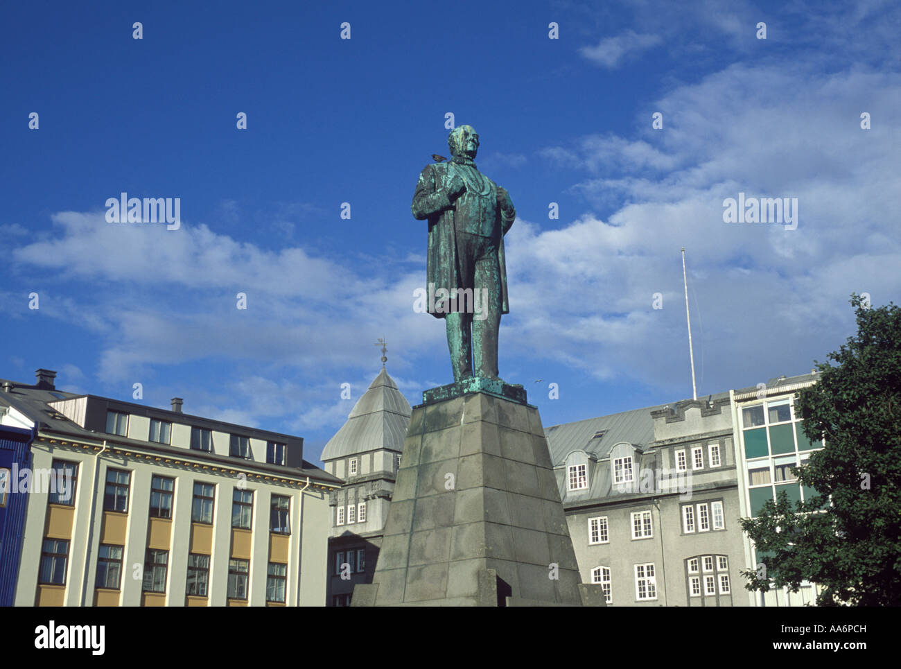 Jon Sigurdsson Statue in Austurvollur Plaza Reykjavik Iceland Stock Photo