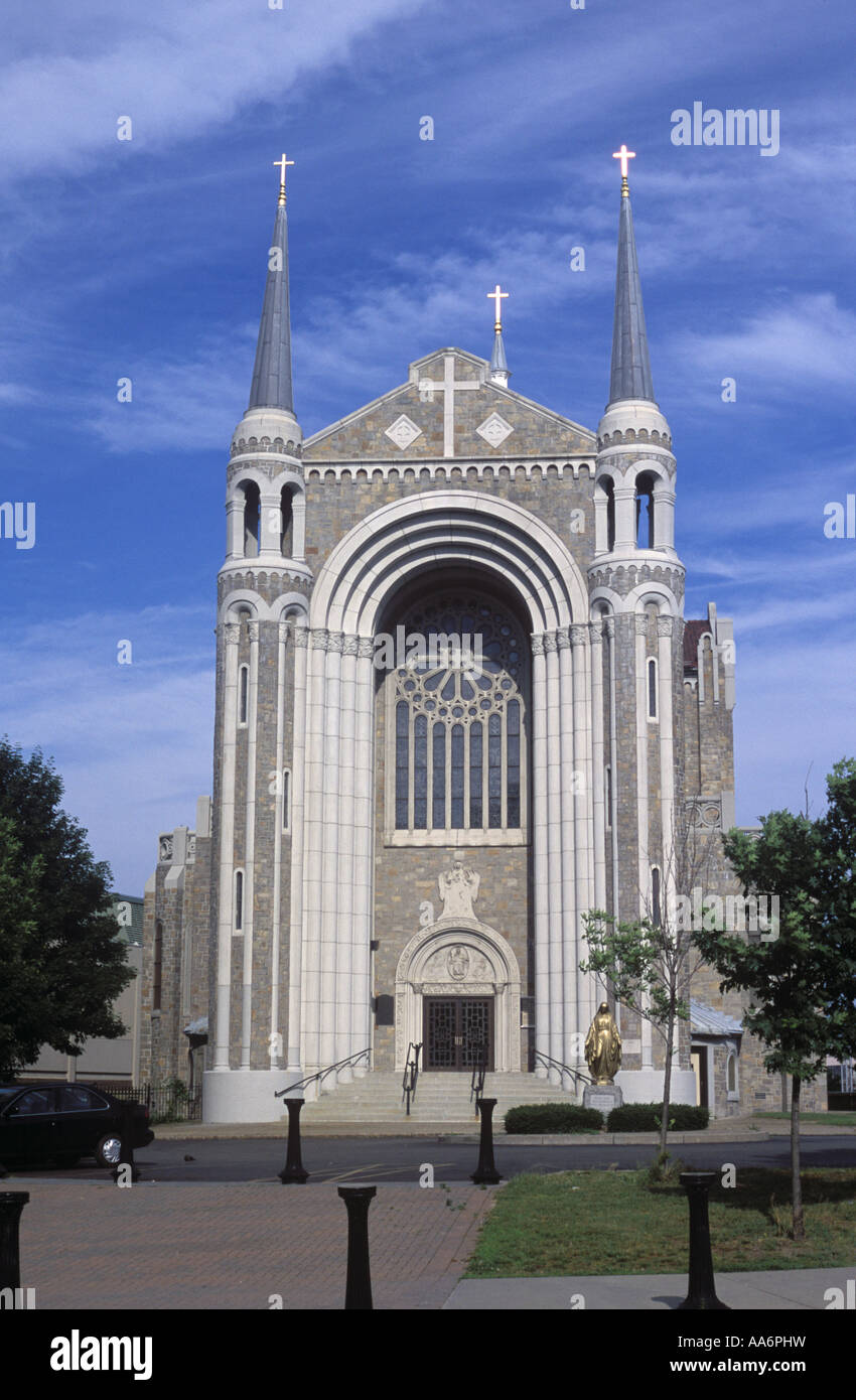 The imposing sight of Notre Dame des Canadiens Cathedral in Worcester The imposing sight of Notre Dame des Canadiens Cathedral in Worcester