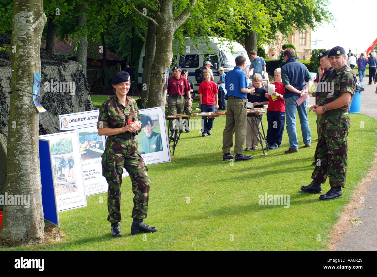 British Army Cadet at a careers day for school leavers Stock Photo