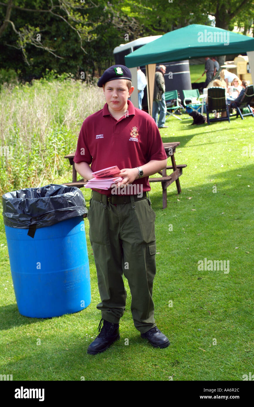 British Army Cadet at a careers day for school leavers Stock Photo